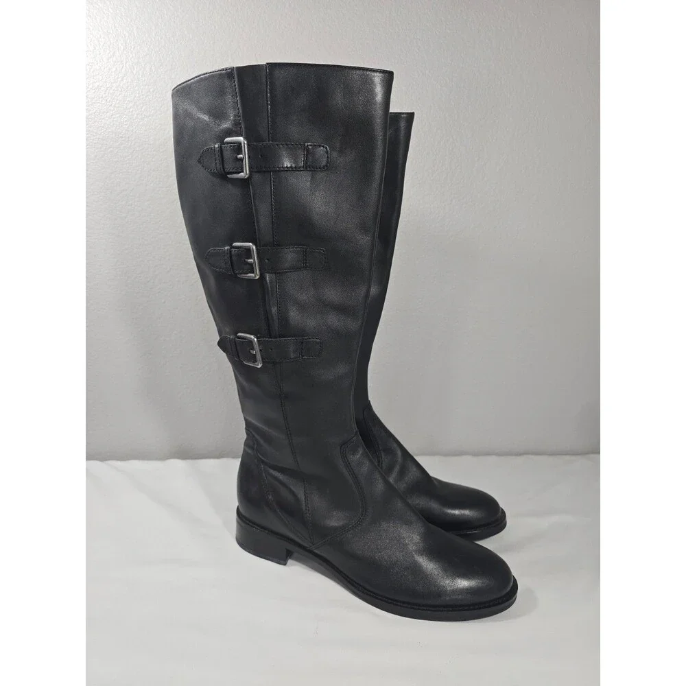 Ecco Hobart Women's Biker riding Boot Black Leather Size 42 / 11